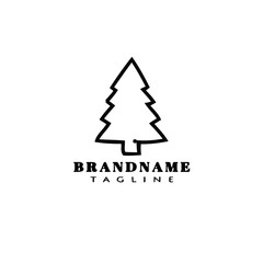 creative christmas tree logo cartoon icon design template black isolated vector illustration