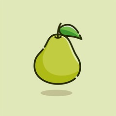 Illustration vector graphic of Pear. Pear minimalist style isolated on a green background. The illustration is Suitable for Banner, flyers, stickers, etc.