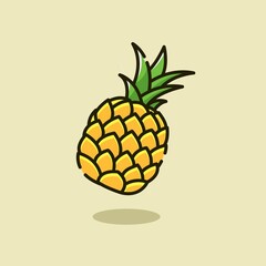 Illustration vector graphic of pineapple. Pineapple minimalist style isolated on a brown background. The illustration is Suitable for Banner, flyers, stickers, etc.