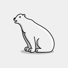 Illustration vector graphic of Polar Bear. Polar Bear minimalist style isolated on a gray background. Cute animal illustration.