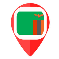 Zambia flag pin marker navigator locator map