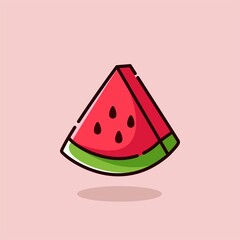 Illustration vector graphic of Watermelon. Watermelon minimalist style isolated on a pink background. The illustration is Suitable for Banner, flyers, stickers, etc.