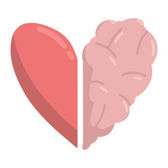 health brain heart for mental health color illustration