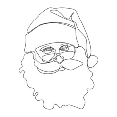 Fototapeta premium Santa Claus continuous line drawing, new year vector illustration design. One line Christmas collection
