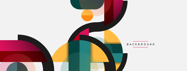 Obraz premium Round geometric shapes lines and circles. Vector template for wallpaper banner background or landing page