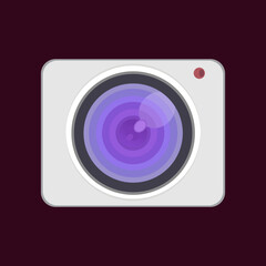 Camera icon. Photo capture sign. Mobile cam. Desktop icons pack. Computer app shortcut. Linux inspired theme. UI customization element. Vector illustration.