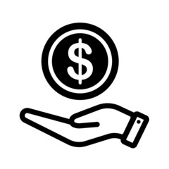 Money on hand ( dollar mark ) vector icon illustration