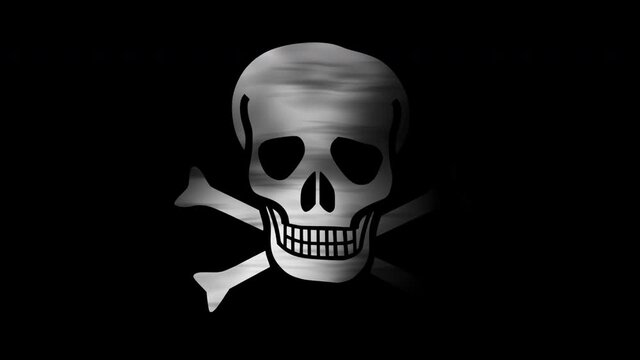 Wavy Pirate Flag Close Up Animation Loops