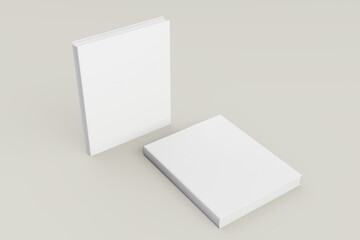 Realistic 3D mockup blank white book hardcover