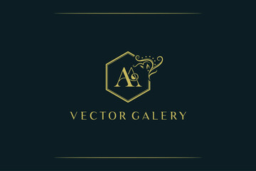 Letter Aa Logo. Initial Letter Design Vector Luxury Colors - obrazy, fototapety, plakaty