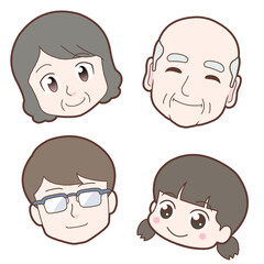 3世代ファミリー・家族一家（おじいちゃん、おばあちゃん、お父さん、子ども）