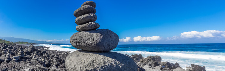 Pierres superposées, Pointe du Diable, saint-pierre, île de la Réunion 