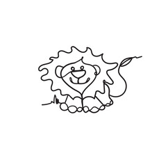 lion animal illustration icon vector continuous line drawing