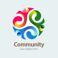 Community or Teamwork Culture Work Circle Logo Design Stock Vector