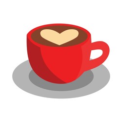 coffee latte heart shaped red mug drink vector design