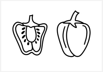 Doodle food clip art isolated on white. Hand drawn pepper. Sketch vector stock illustrations. EPS 10