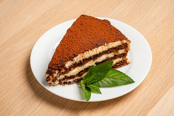 tasty tiramisu cake on the table