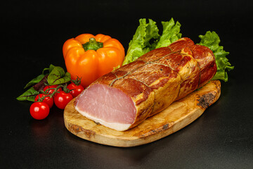 Fototapeta na wymiar Delicous smoked pork for snack
