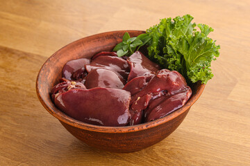 Raw chicken liver in the bowl