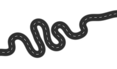 Obraz premium Roadway journey to the future. Asphalt street isolated on white background. Symbols Way to the goal of the end point. Path mean successful business planning Suitable for advertising and presentstation