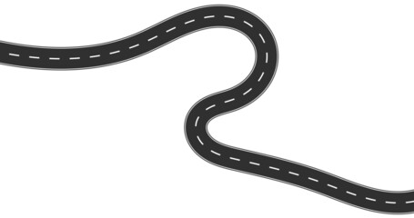 Roadway journey to the future. Asphalt street isolated on white background. Symbols Way to the goal of the end point. Path mean successful business planning Suitable for advertising and presentstation