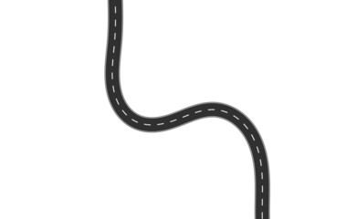 Roadway journey to the future. Asphalt street isolated on white background. Symbols Way to the goal of the end point. Path mean successful business planning Suitable for advertising and presentstation