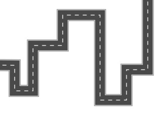 Roadway journey to the future. Asphalt street isolated on white background. Symbols Way to the goal of the end point. Path mean successful business planning Suitable for advertising and presentstation