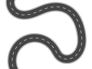 Roadway journey to the future. Asphalt street isolated on white background. Symbols Way to the goal of the end point. Path mean successful business planning Suitable for advertising and presentstation