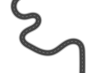 Roadway journey to the future. Asphalt street isolated on white background. Symbols Way to the goal of the end point. Path mean successful business planning Suitable for advertising and presentstation