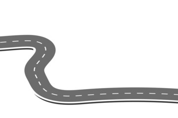 Roadway journey to the future. Asphalt street isolated on white background. Symbols Way to the goal of the end point. Path mean successful business planning Suitable for advertising and presentstation