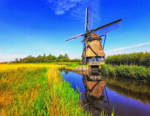 Dutch windmill in a beautiful landscape