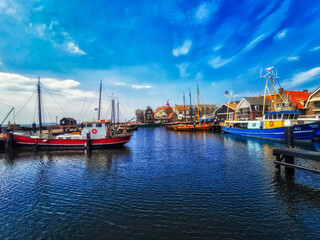 Small fishing harbor in Urk, Flevoland, Netherlands