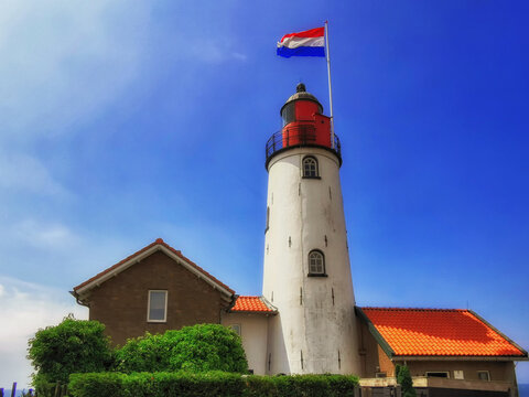 Lighthouse with Dutch flag Urk Netherlands