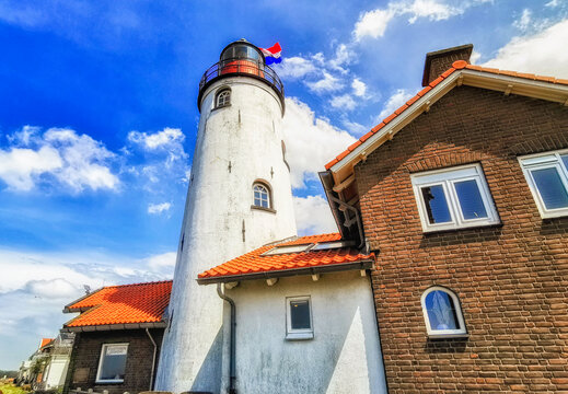 Lighthouse with Dutch flag Urk Netherlands