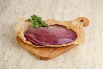 Raw pork liver for cooking