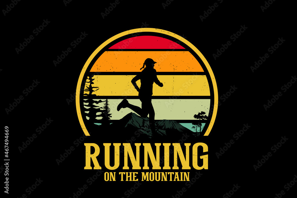 Canvas Prints Running on mountain silhouette design