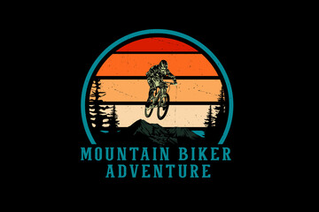 Mountain biker adventure silhouette design