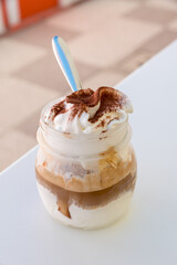 Coffee with ice cream and cream