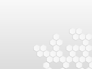 Concept abstract hexagon background. Technology  on white background.  Embossed Hexagon , honeycomb ,light and shadow. Vector illustration.