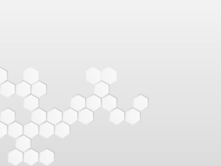 Fototapeta premium Concept abstract hexagon background. Technology on white background. Embossed Hexagon , honeycomb ,light and shadow. Vector illustration.