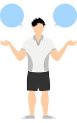 スポーツジムインストラクター男性のポーズ、説明をする