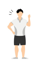 Fototapeta premium スポーツジムインストラクター男性のポーズ、ガッツポーズで励ます