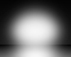 Abstract illustration 3D background texture of dark and light clear white , black and gray gradient wall and floor in studio room. Empty room studio gradient.