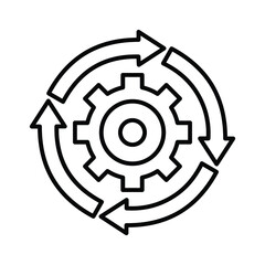 Cycle, circle, refresh, rotation, update, setting line icon. Outline vector.