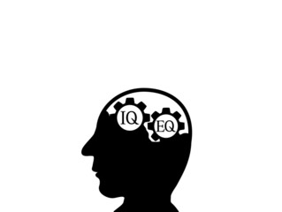 Head icons for brain thinking, using the two halves of the brain and the processes of the brain to work efficiently. Processing of the brain's in analyzing things.