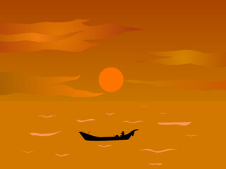silhouette of a boat on the sea