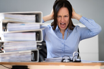 Frustrated Accountant Employee Worrying About Tax