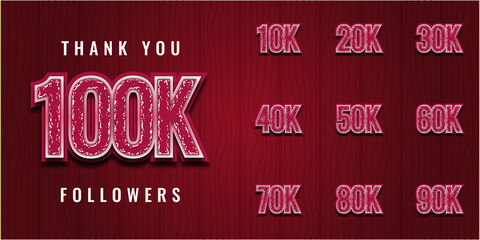 Thank you 10000 to 100000 followers colorful template design
