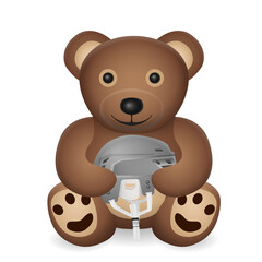 Teddy bear with hockey helmet