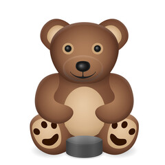 Teddy bear with hockey puck